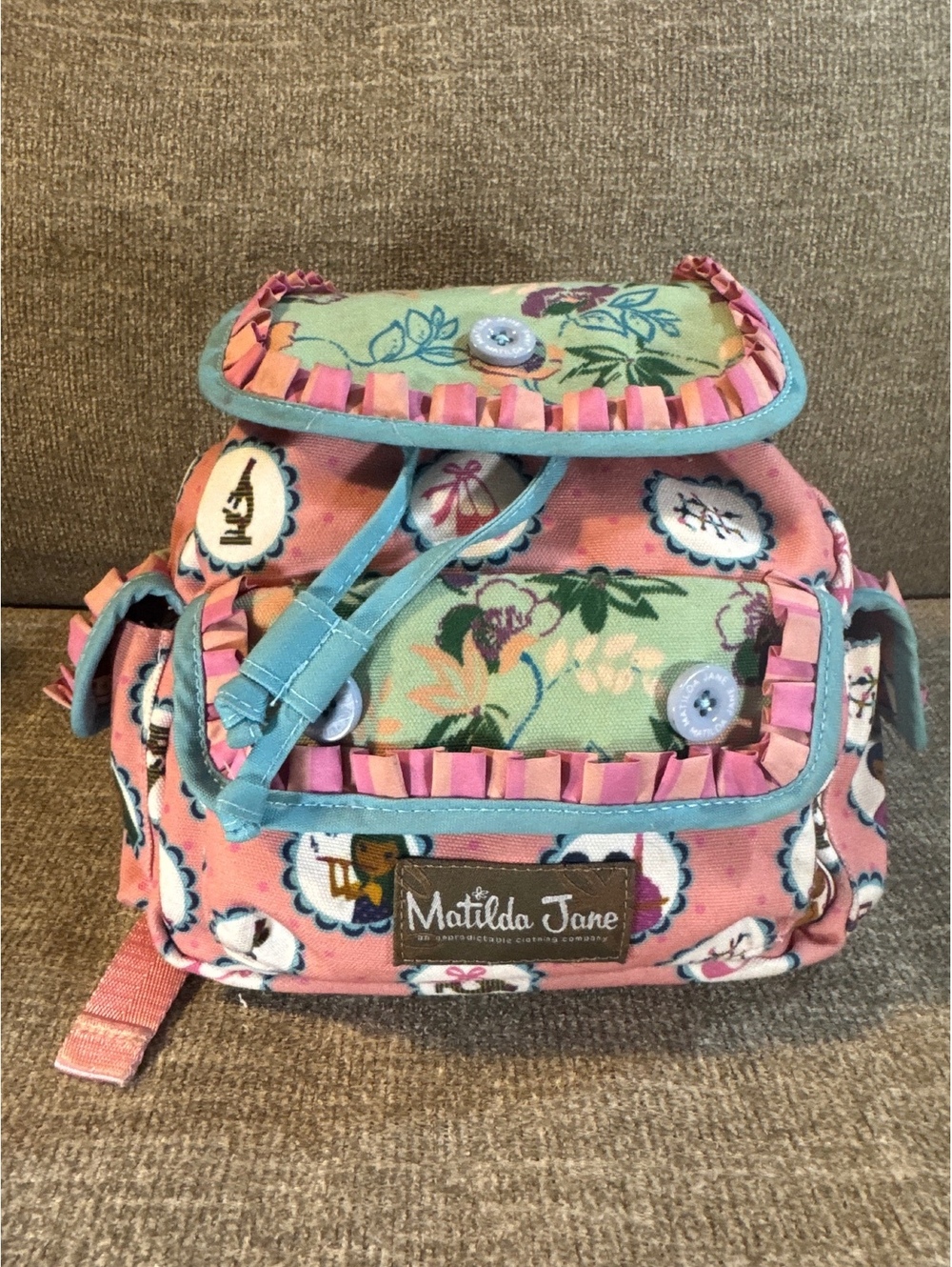 Matilda Jane Little Learner Mini Backpack Toddler Book Bag Floral Cameo Girls